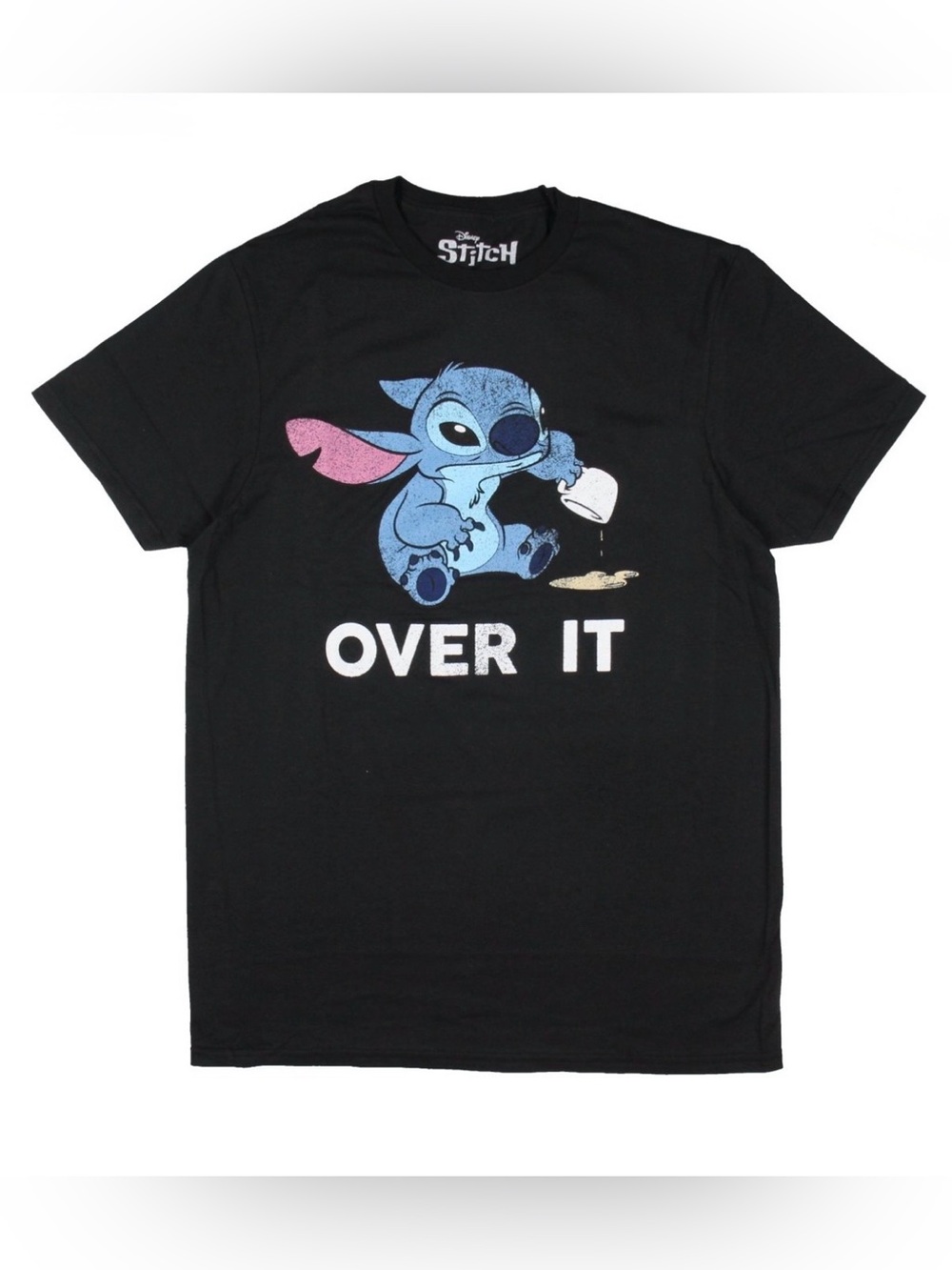 Disney Stitch “Over It” Graphic T-Shirt Black Size L NWT
